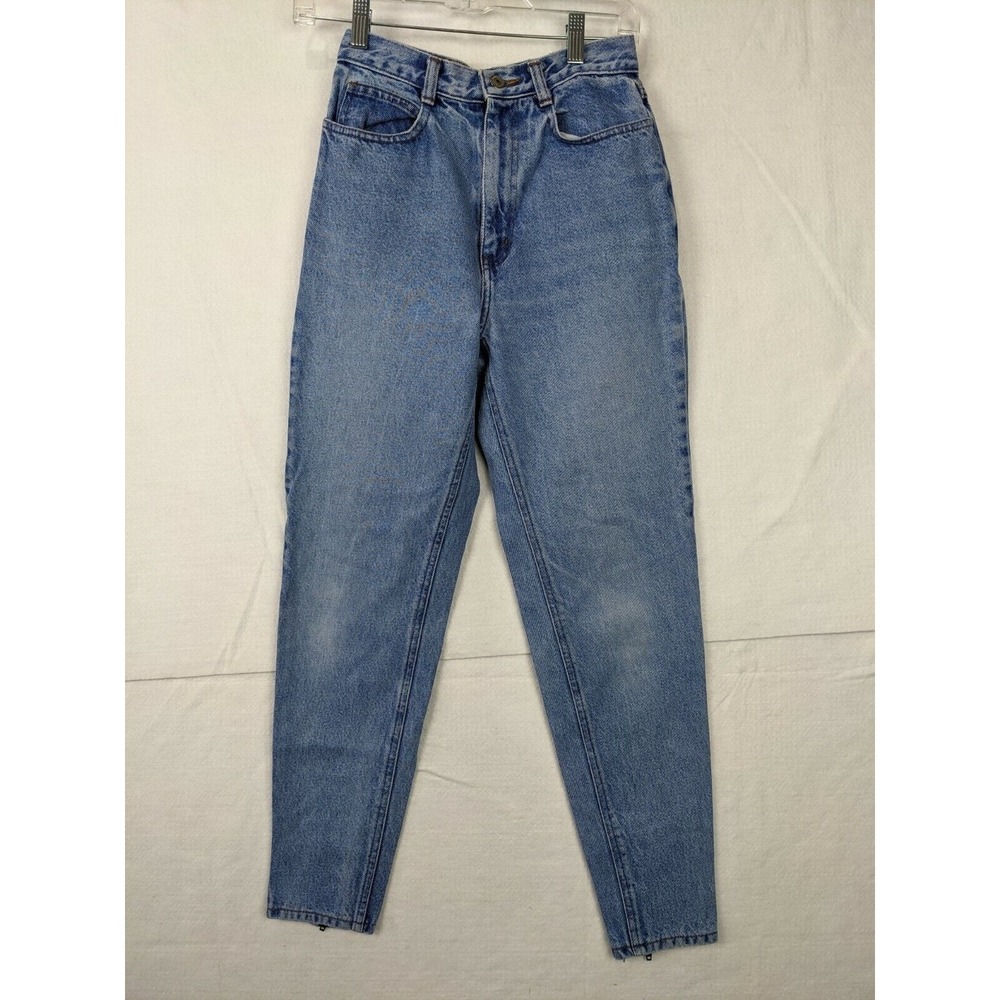 Jordache Basics Womens Jeans Y2K Sz 7 / 8 Cotton Blue Zipper Legs